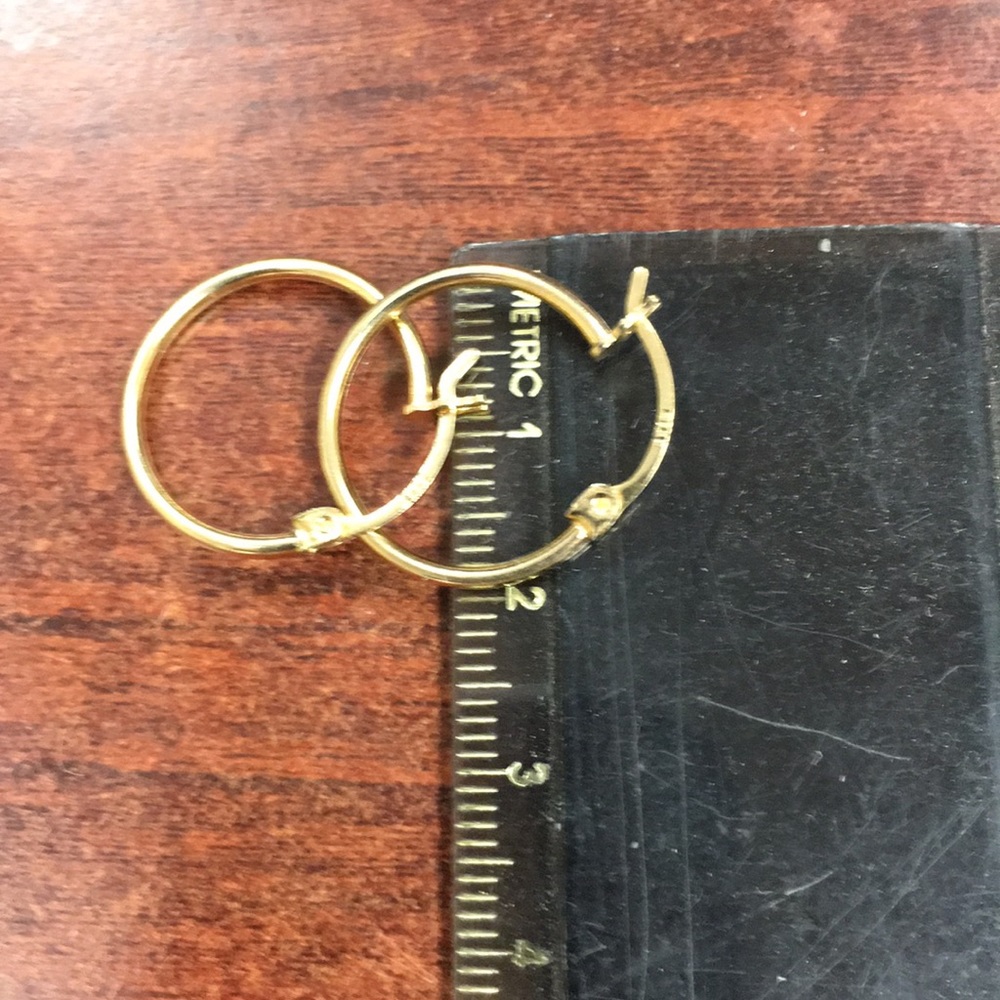 New 14K yellow gold  hoop earrings - Picture 7 of 7